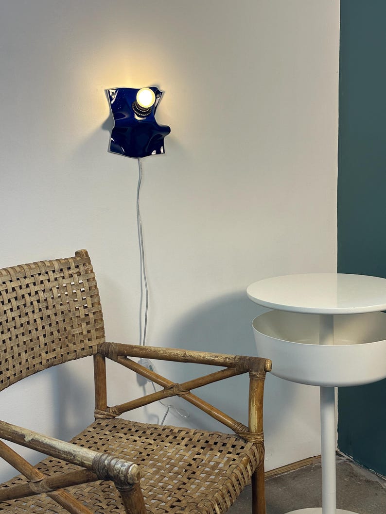 Handmade Cobalt Blue Ceramic Sconce, Plug-In Dimmable Wall Lamp, Modern Art Lighting image 9