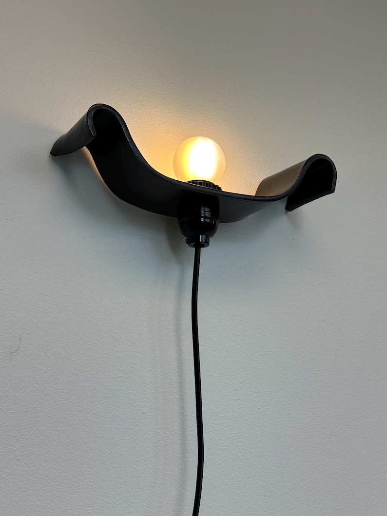 Black Ceramic Wall Sconce, Modern Plug-In Accent Light, Dimmable Bedroom Lighting image 6