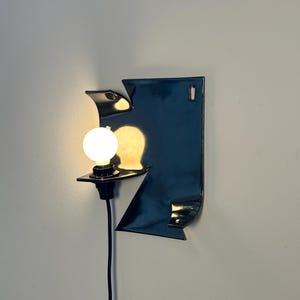 Ceramic Silver Wall Sconce, Plug-In Dimmable Wall Lamp, Sculptural Accent Light, Modern Ceramic Lighting, Unique Wall Decor, Bedside Light image 9