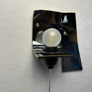 Silvergrå keramisk vägglampa, modern vägglampa med plugg, stämningsfull glödlampa bild 2