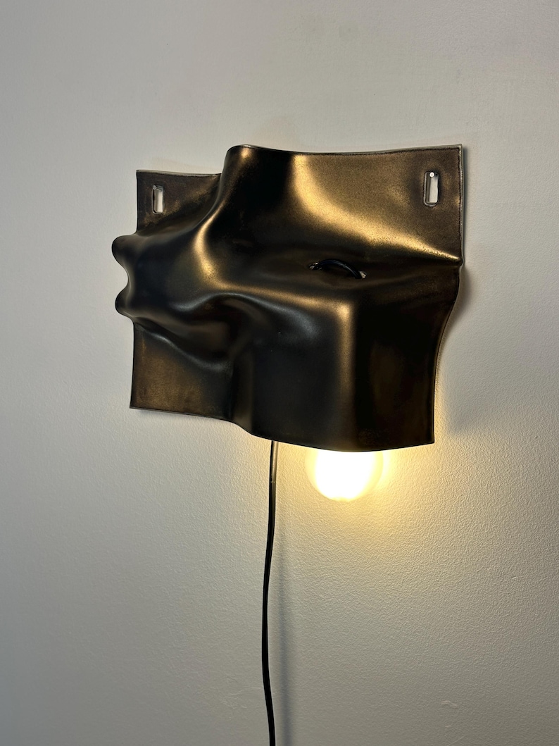 Gold Ceramic Wall Sconce, Plug-In Wall Lamp, Modern Wall Light, Geometric Sconce, Contemporary Lighting, Bedroom Bedside Lamp, Living Room bild 1