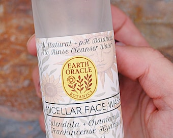 Micellar, No Rinse Face Cleanser, with Calendula + Chamomile + Frankincense Hydrosol, Natural, Deep Clean, Sensitive