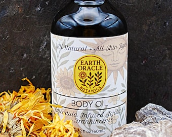 Calendula Infused Jojoba Body Oil with Frankincense | Free Oracle Reading Card w Purchase |