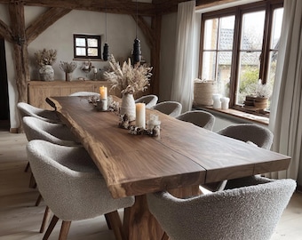 Handmade Live Edge Wooden Dining Table, Rustic Wooden Live Edge Table, Solid Wooden Dining Table, Wooden Farmhouse Table, Dining Table