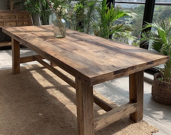 Table de salle à manger en noyer fait main Live Edge, bois massif