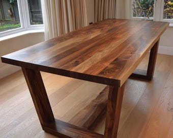 Handmade Live Edge Walnut Dining Table, Custom Solid Wood