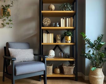 Handmade Solid Wood Bookshelf, Modern Rustic Shelving