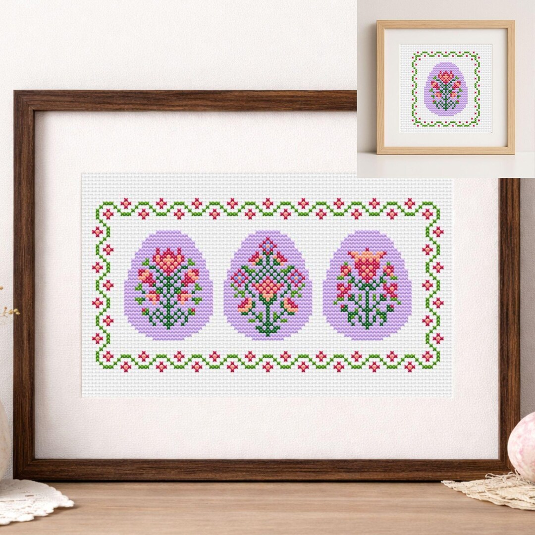 Easter Egg Trio Cross Stitch Pattern, Mini Floral Eggs Sampler - Etsy