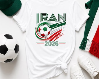Koszulka piłkarska inspirowana drużyną Melli w Iranie, koszulka piłkarska Iran 2026, prezent dla kibica piłki nożnej w stylu perskim, koszulka z grafiką retro Iran