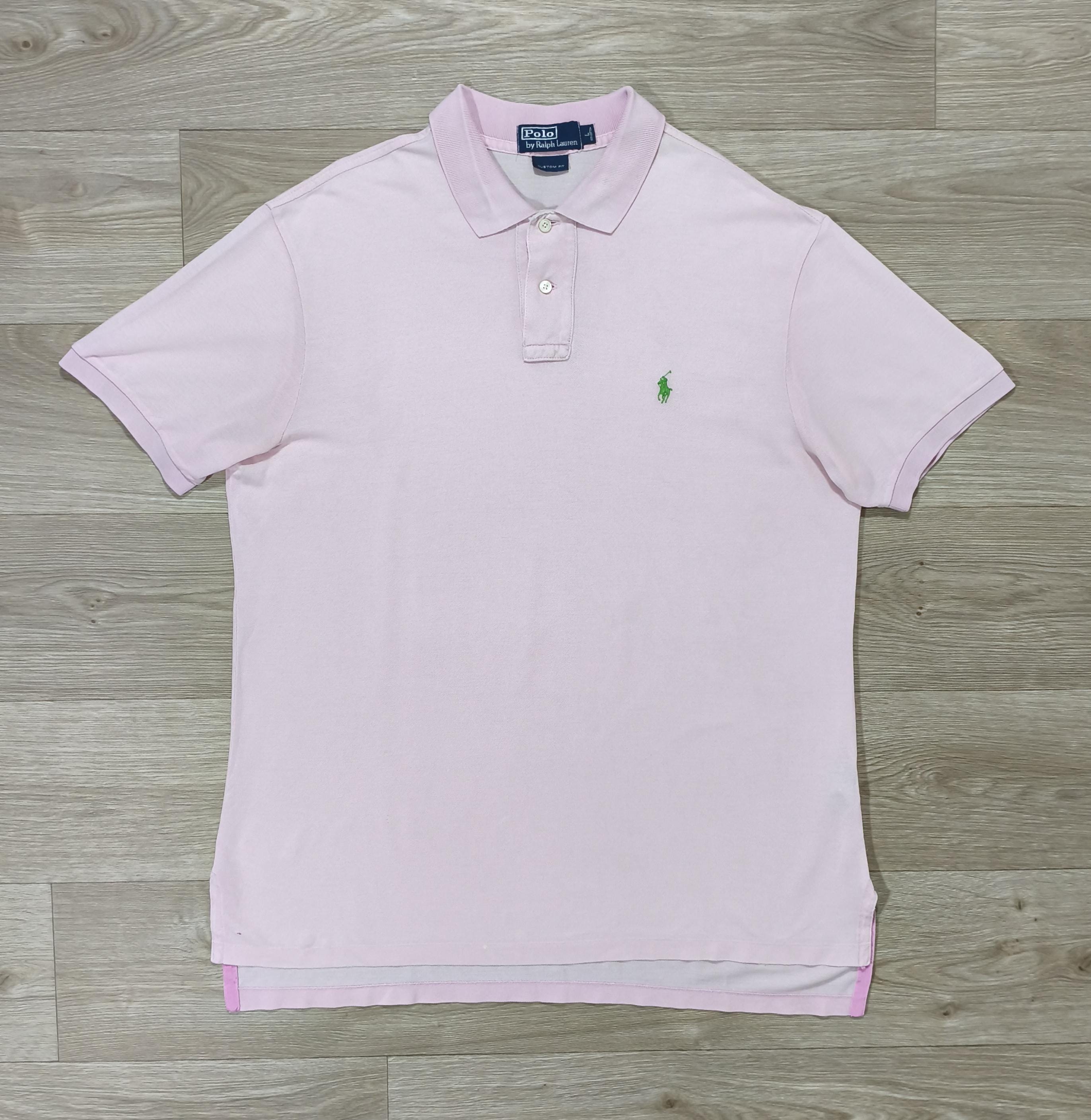 Vintage Polo Ralph Lauren • Pink Custom Fit Polo Shirt • Green