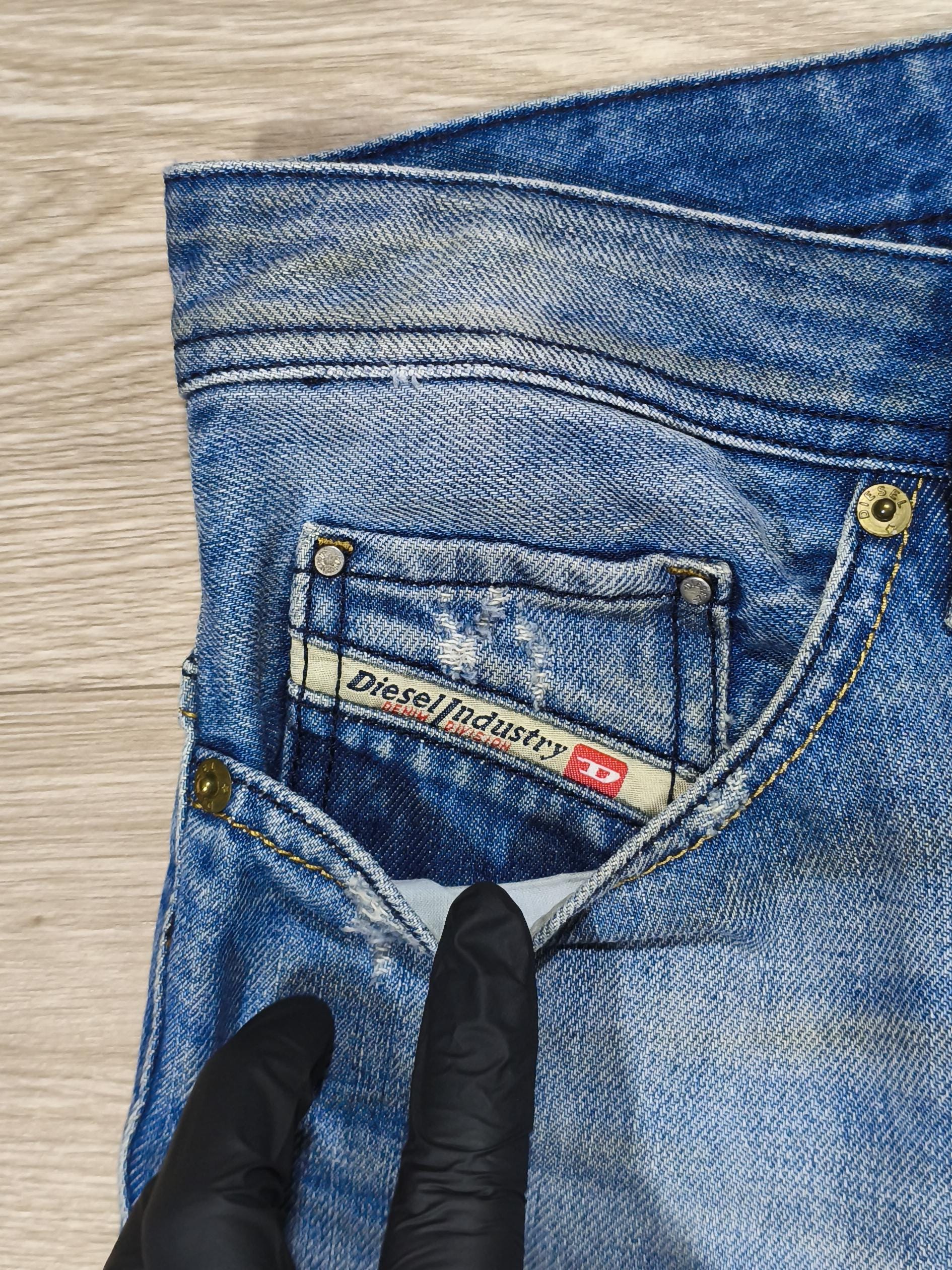 Vintage Diesel Safado Y2K Jeans • Distressed Faded Blue Denim 