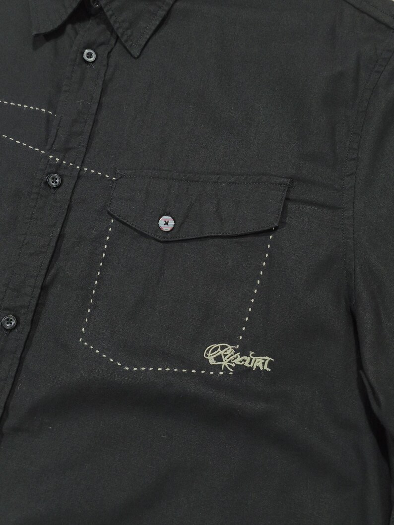 Rip Curl Vintage Y2K linne-bomullsskjorta • Broderad logotyp surfkläder • Skater streetwear • Unisex lös passform • Osorterad gammal kollektion bild 5