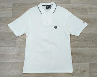 DKNY Jeans Vintage Zip Polo • Off White Minimalist • Y2K Clean Aesthetic • Casual Chic New York • Embroidered Logo • Men S/M Long Fit