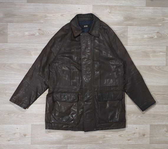 Vintage 90s Hugo Boss Long Coat • Premium Finest Nubuck Leather