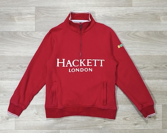 Hackett London Red Quarter Zip Sweatshirt • BNP Paribas Masters ATP 1000 • Vintage Tennis Collector • Mens Size M • Rare British Sportswear