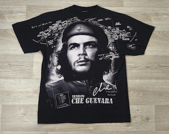 Ernesto Che Guevara Graphic T-Shirt • Large Front & Back Print • Black Revolutionary Streetwear Tee • Cuba Map Graphic • Unisex XL Statement