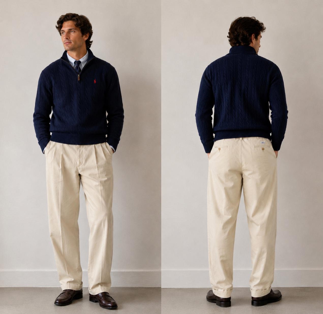 Polo Ralph Lauren Hammond Pant • Vintage 90s Pleated Chino • Stone