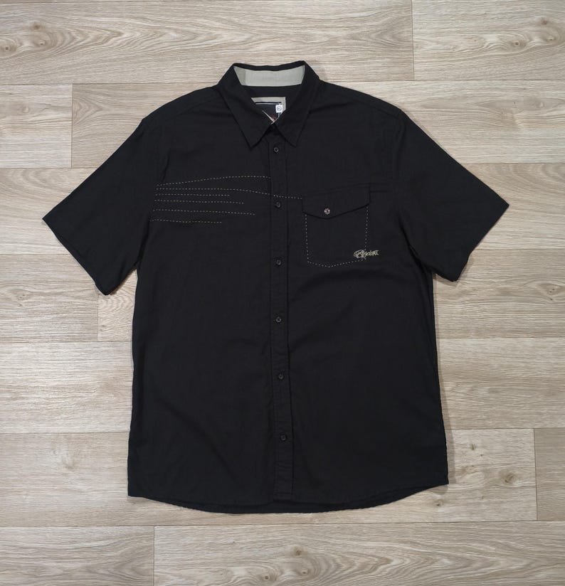 Rip Curl Vintage Y2K linne-bomullsskjorta • Broderad logotyp surfkläder • Skater streetwear • Unisex lös passform • Osorterad gammal kollektion bild 1