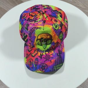 BLCK Nummer Ett Brasilien Neon Kaktus Keps • Flerfärgad Broderad Logotyp • Y2K Streetwear Rave Festival Keps • Cyber Graffiti Snapback