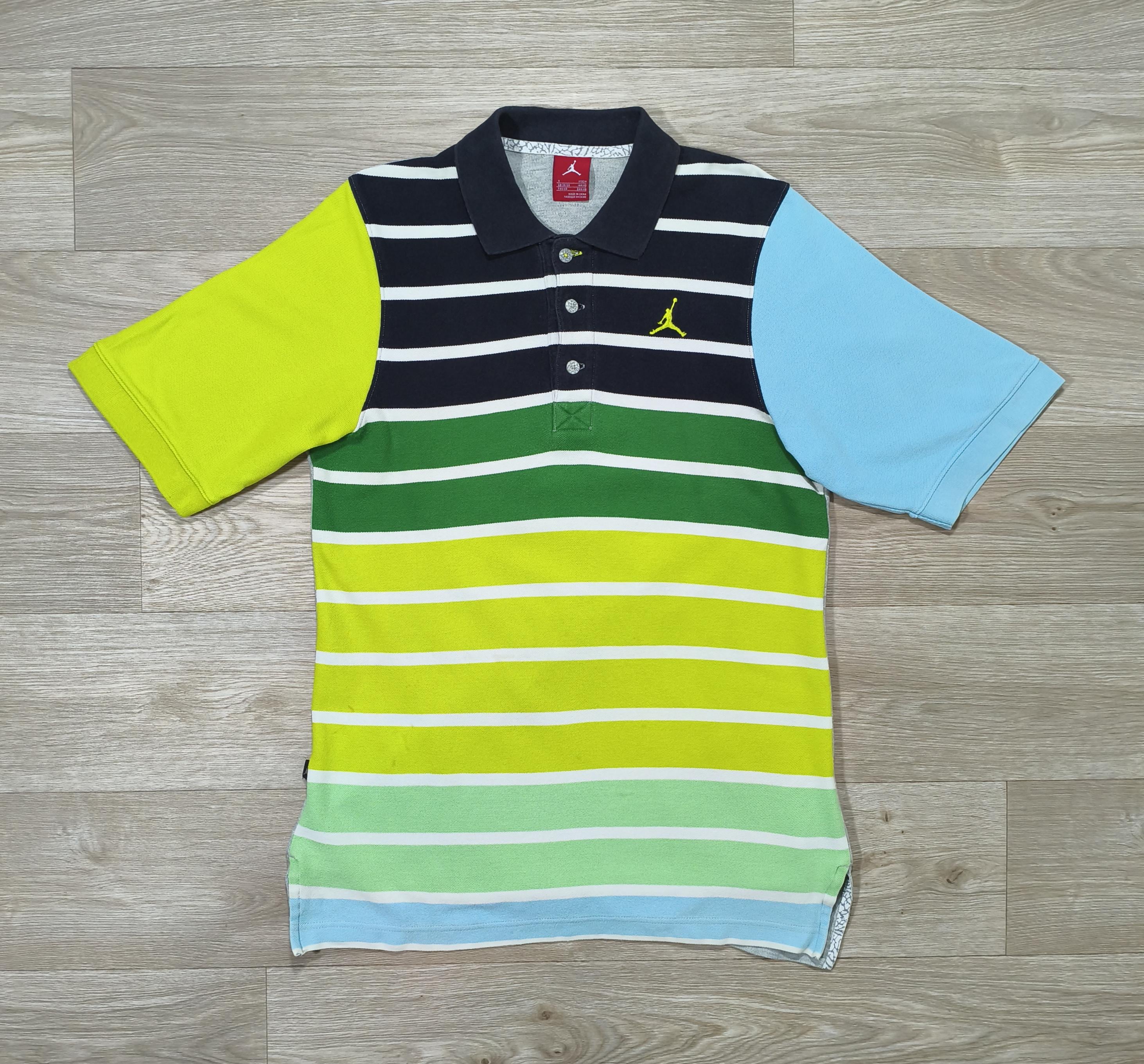 Vintage Jordan Multicolor Polo Shirt • Striped Colorblock