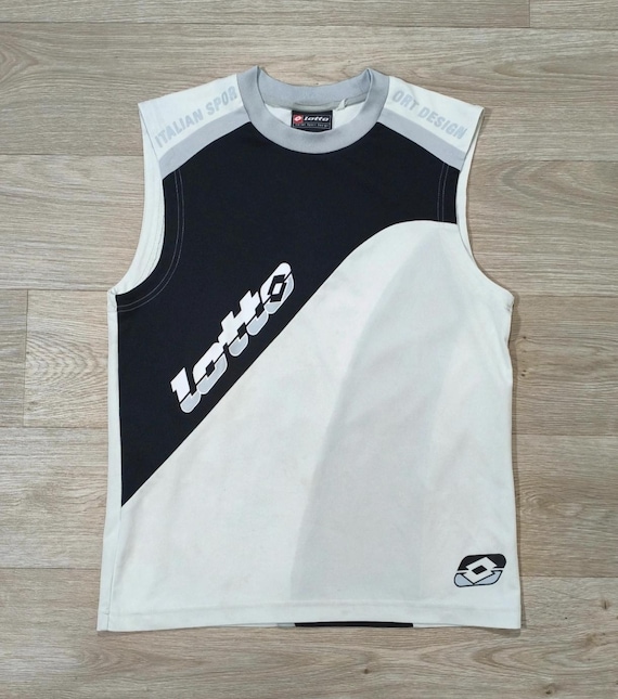 Lotto, Lotto Black & White Vintage Y2K Tank Top • Colorblock Blokecore • Retro Sportswear Streetwear • Terracewear • Old School Soccer • Unisex S/M