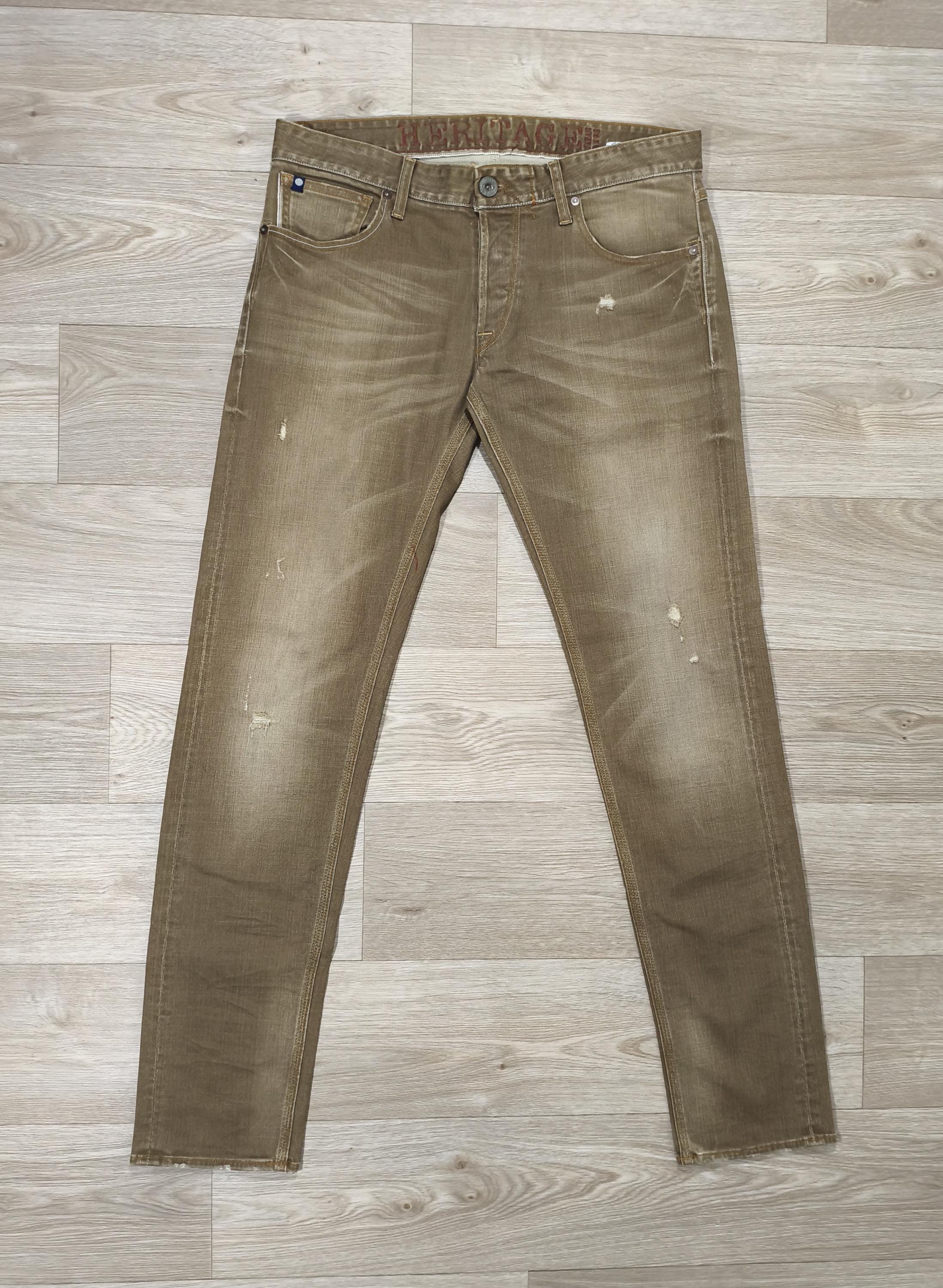 Japan Rags LTC Heritage Denim Jeans • Brown Khaki Acid Wash • Slim