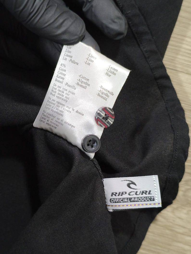 Rip Curl Vintage Y2K linne-bomullsskjorta • Broderad logotyp surfkläder • Skater streetwear • Unisex lös passform • Osorterad gammal kollektion bild 10