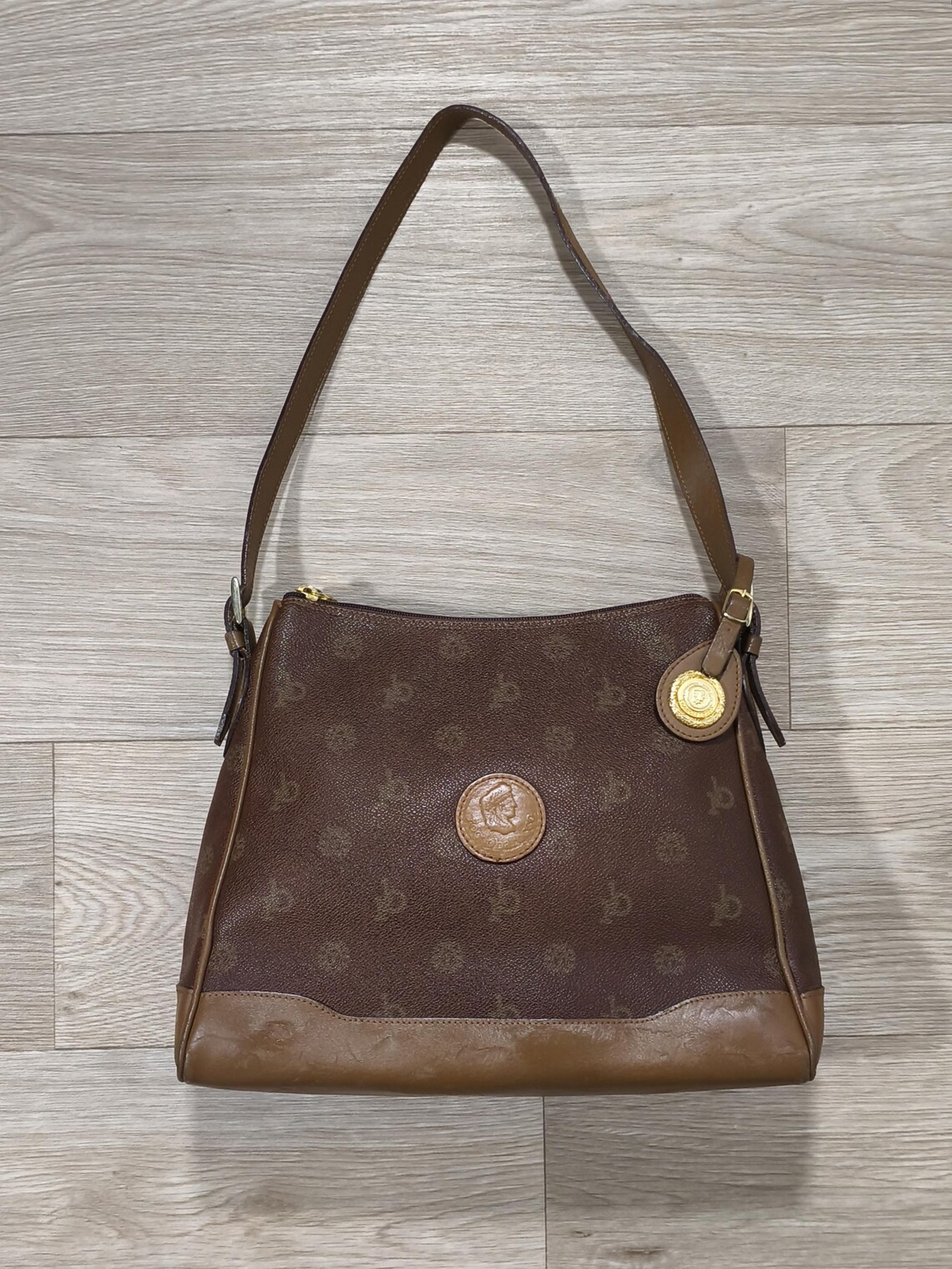 Roccobarocco RB Monogram Bag • Chocolate Brown • Vintage 90s Y2K • Made in Italy • Old Money • Retro Chic, foto 1 di 5