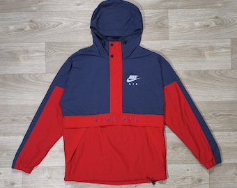 Nike Air Anorak Jacket • 90s Retro Windbreaker • Colorblock Blue Red • Oversized Fit • Vintage Nike Streetwear 2017 • Unisex M/L Oversize