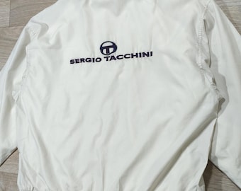 Vintage 90s Sergio Tacchini Track Jacket • Off White Tennis Jacket • Embroidered Logo • Italian Sportswear • Zip Up Streetwear • Rare XL EU