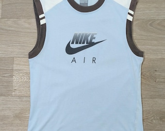 Pastel Blue Nike Air Vintage Y2K Tank Top • Tank Top Sleeveless • Big Logo Swoosh • Streetwear Sportwear • Unisex • Summer Athletic Top
