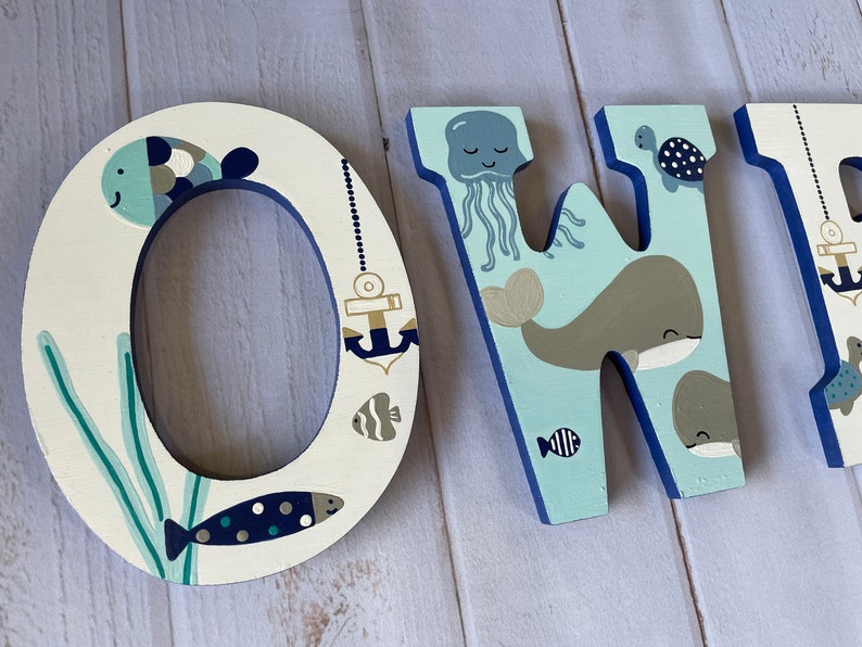 Custom Painted Ocean Themed Letters - Nautical / Sealife / Whales - Etsy