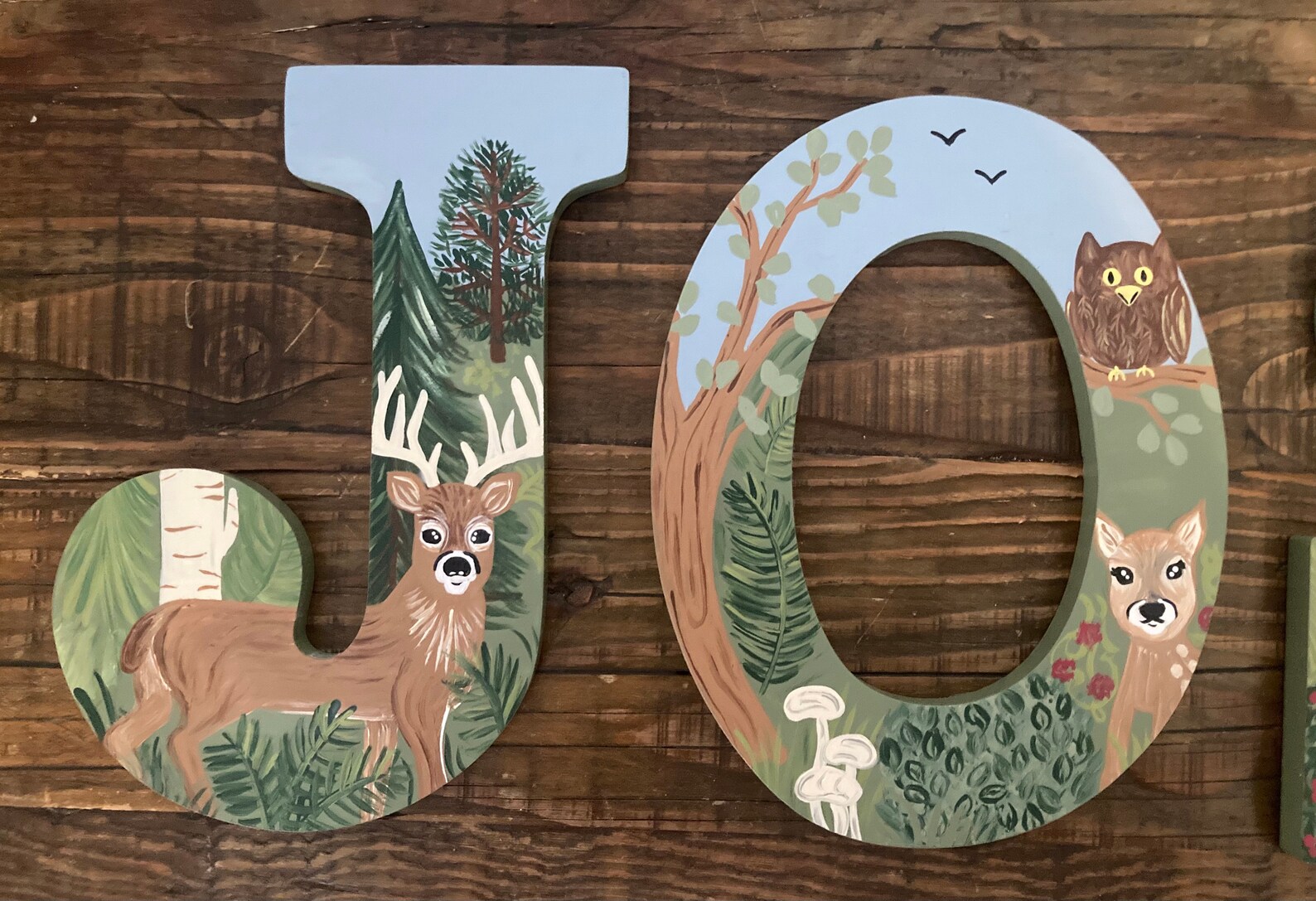 Custom Painted Woodland Forest Themed Hanging Letters - Etsy