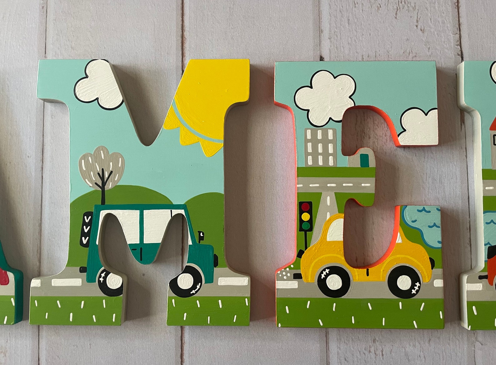 Transit Custom Letters Custom Painted Transportation Themed Wall Letters - Etsy