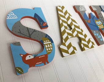 Custom Painted Children's Wall Letters - Woodland / Forest Themed