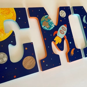 Letras Infantis Pintadas Personalizadas - Sistema Solar / Espaço