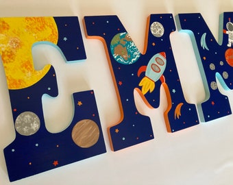 Custom Painted Children’s Letters - Solar System / Space