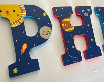 Custom Painted Boy’s Wall Letters - Outer Space / Planets / Solar System