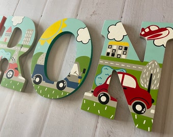 Custom Painted Transportation Themed Wall Letters