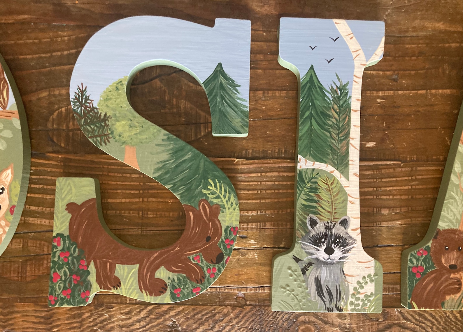 Custom Painted Woodland Forest Themed Hanging Letters - Etsy