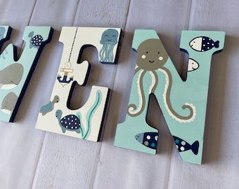 Custom Painted Ocean Themed Letters - Nautical / Sealife / Whales