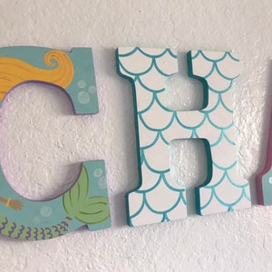 Custom Painted Girls Hanging Letters - Mermaids / Nautical