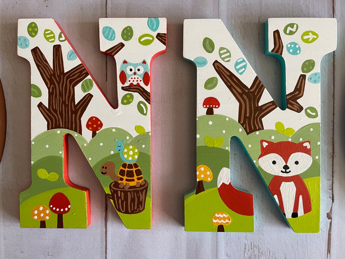 Custom Painted Woodland Forest Themed Letters - Etsy
