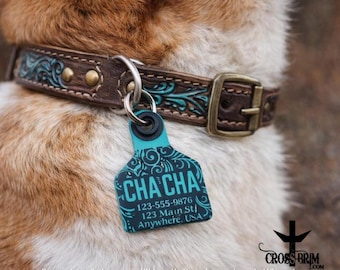 Custom Engraved Dog Tag Western Style Personalized Dog Collar Tag Large Easy to Read Pet ID