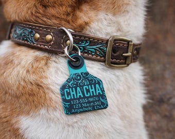 Aangepaste gegraveerde hondenpenning westerse stijl gepersonaliseerde hondenhalsband tag groot gemakkelijk te lezen huisdier-ID