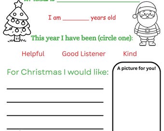 Dear Santa Letter Template for Preschoolers | Christmas Printable | Kids Letter | Holiday Activity Page