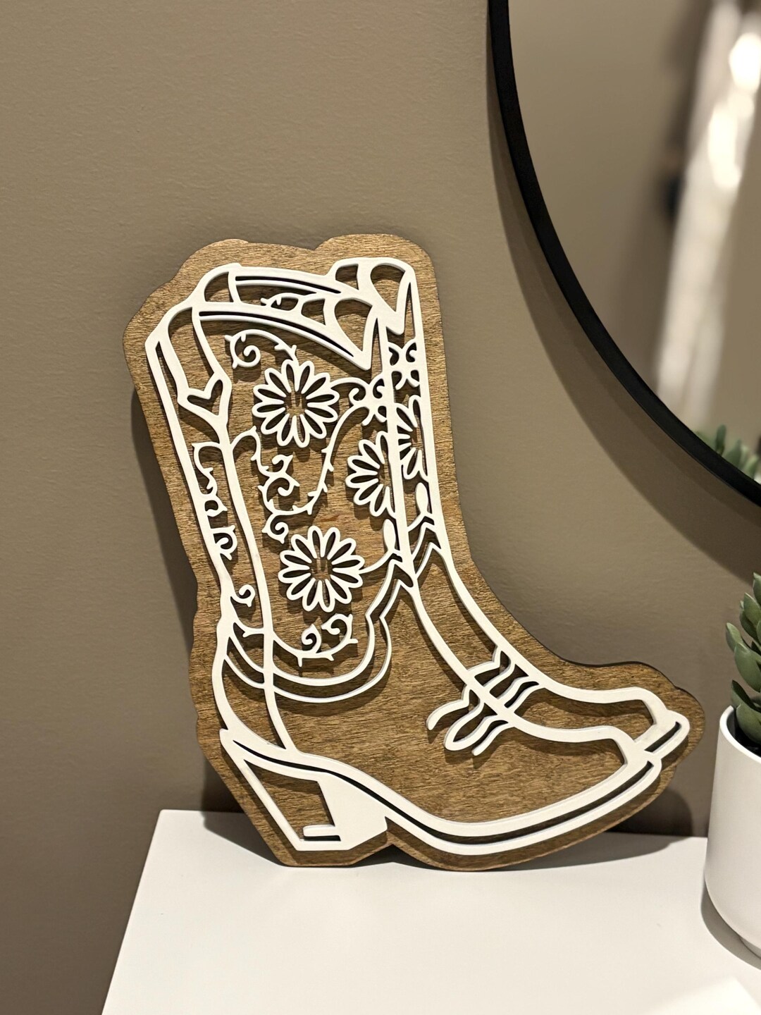 Rustic Boot Decor Floral Cowgirl Boot Decoration, Rustic Wood Western Decor - Etsy