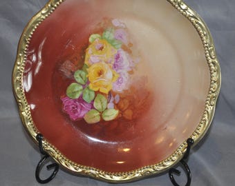 Three Crowns porcelain plate: Hand-painted, Germany by E. Laport