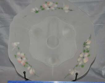 Vintage pedestal serving plate: Crystal satin glass