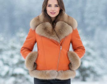 Chaqueta de piel de oveja de lujo / Abrigo de invierno para mujer